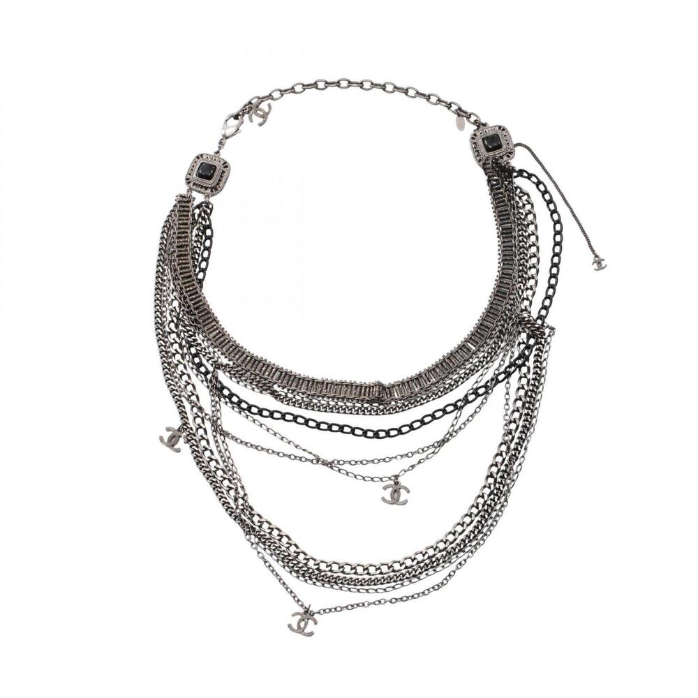 CHANEL Silver Logo Necklace